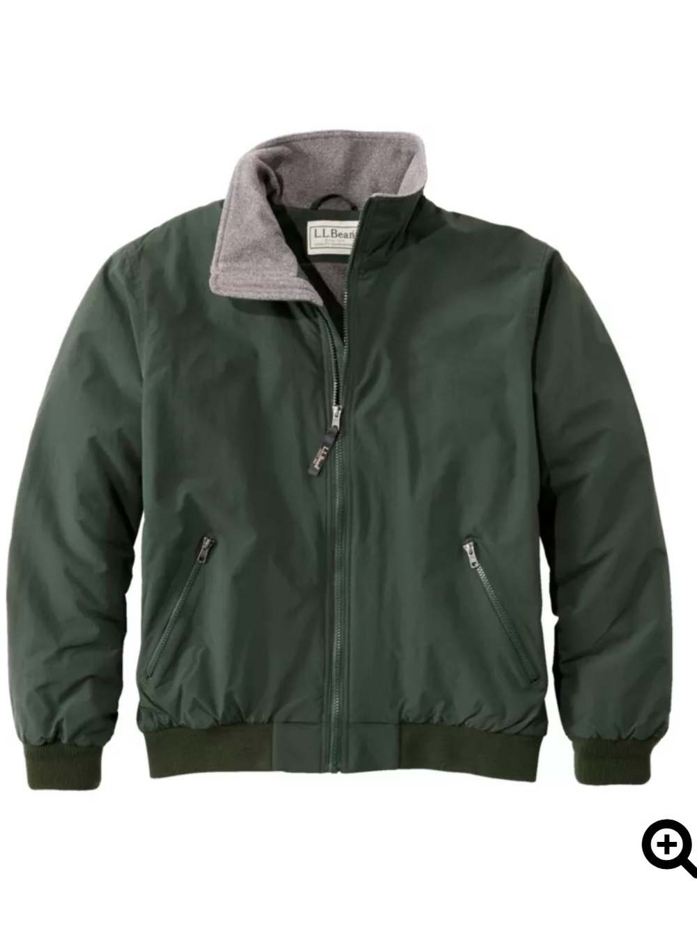 L.L. Mens’s Dark Green Fleece Lined Warm Up Chore Jacket Large
